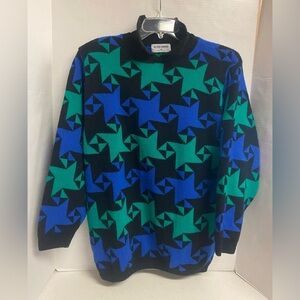 VTG 90’s Alfred Dunner Black, Blue, and Green Geometric Crewneck Sweater M